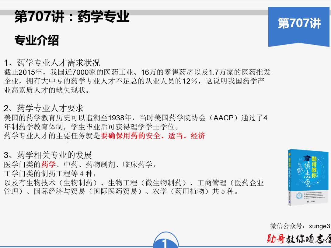 707药学专业怎么样？药学专业就业好不好？勋哥高考志愿填报系统指导