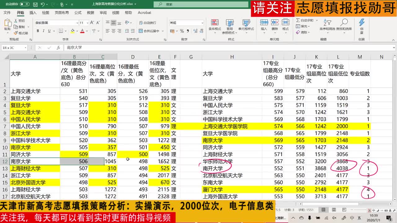 2020年天津市新高考志愿填报策略分析：实操演示，2000位次，电子信息类