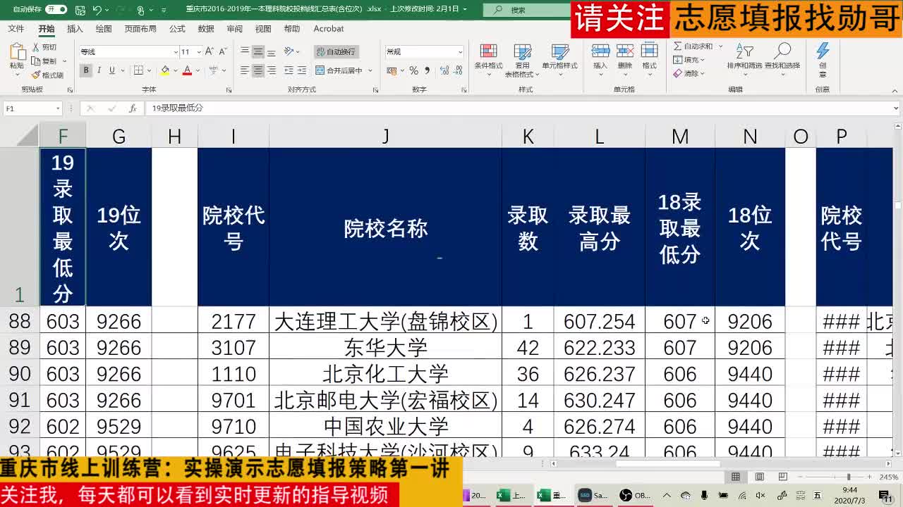 2020年重庆市线上训练营：实操演示志愿填报策略第一讲